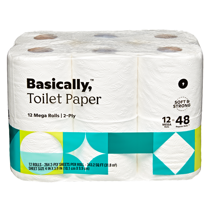 Basically, 12ct Large Roll Soft Toilet Paper