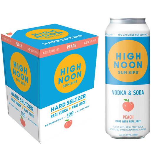 High Noon Peach Vodka Hard Seltzer 4pk 12oz Cans 4.5% ABV