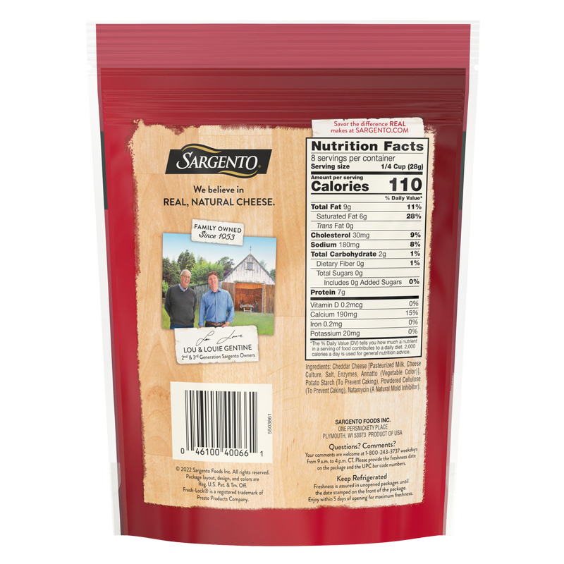 Sargento Natural Finely Shredded Sharp Cheddar Cheese - 8oz