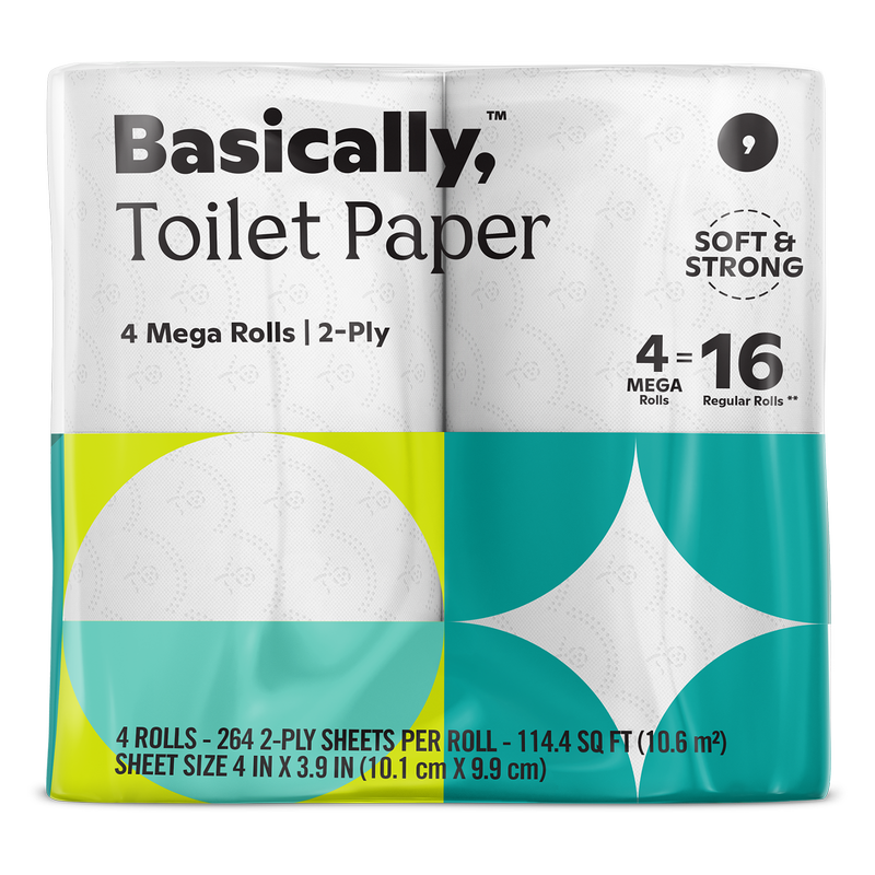 Basically, 4ct Large Roll Soft Toilet Paper