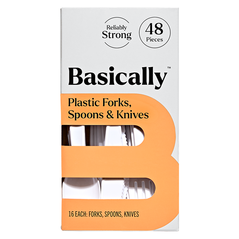 Basically Plastic Forks, Spoons, and Knives 48 Ct