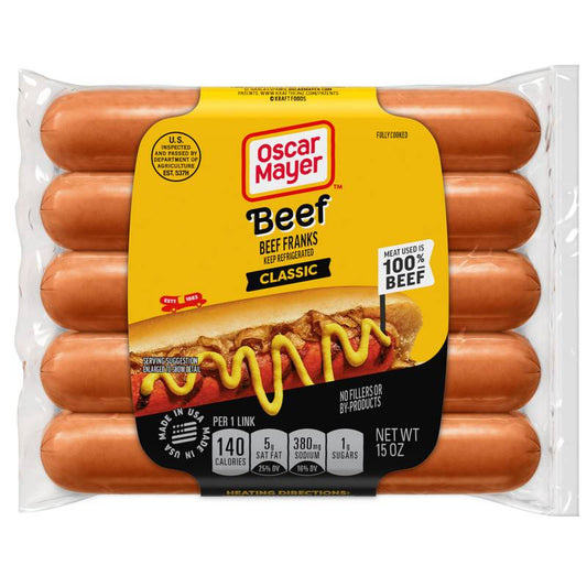 Oscar Mayer Classic Beef Uncured Franks Hot Dogs - 10ct/15oz