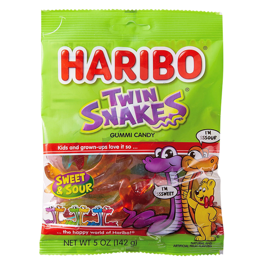 Haribo Sweet & Sour Twin Snakes Gummi Candy 5oz