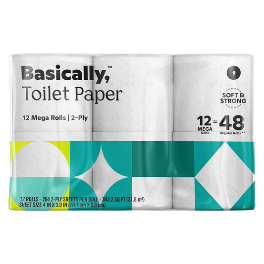 Basically, 12ct Large Roll Soft Toilet Paper