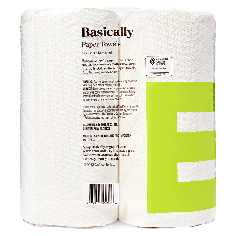 Basically 2ct Split Sheet Paper Towels Extra Large Roll