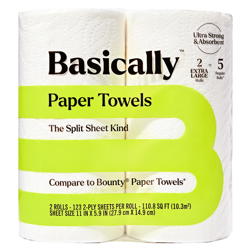 Basically 2ct Split Sheet Paper Towels Extra Large Roll