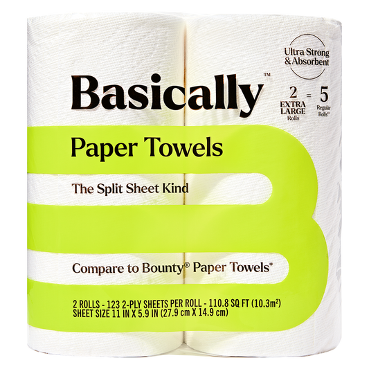 Basically 2ct Split Sheet Paper Towels Extra Large Roll